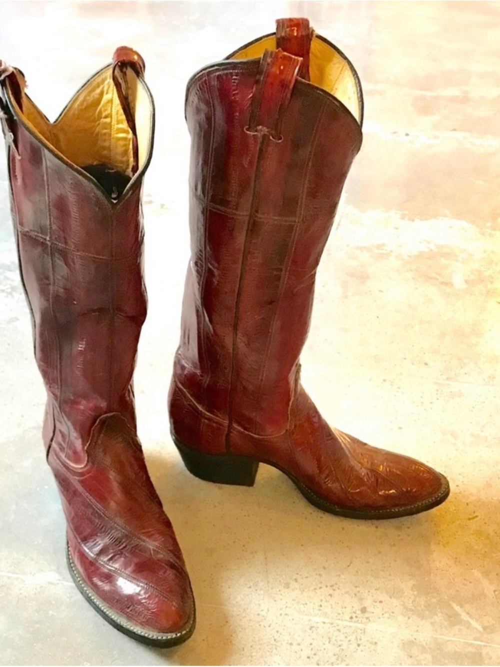 Tony Lama Red Leather Eel Western Boots